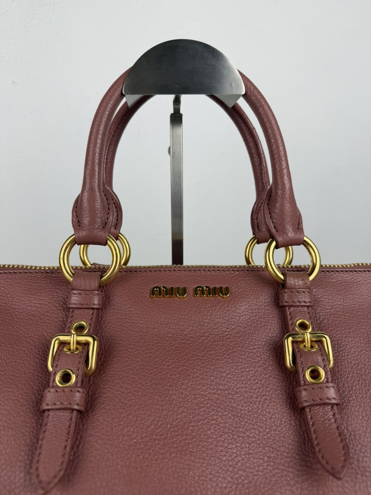 Miu Miu madras leather mini bowling bag