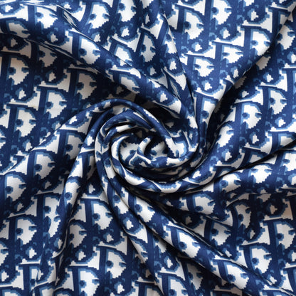 Vintage Dior trotter silk scarf navy