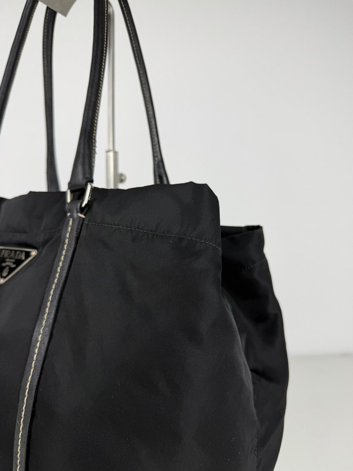 Prada tessuto nylon triangle logo tote bag