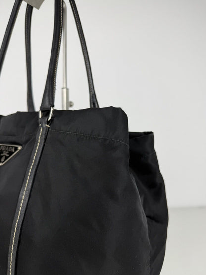 Prada tessuto nylon triangle logo tote bag