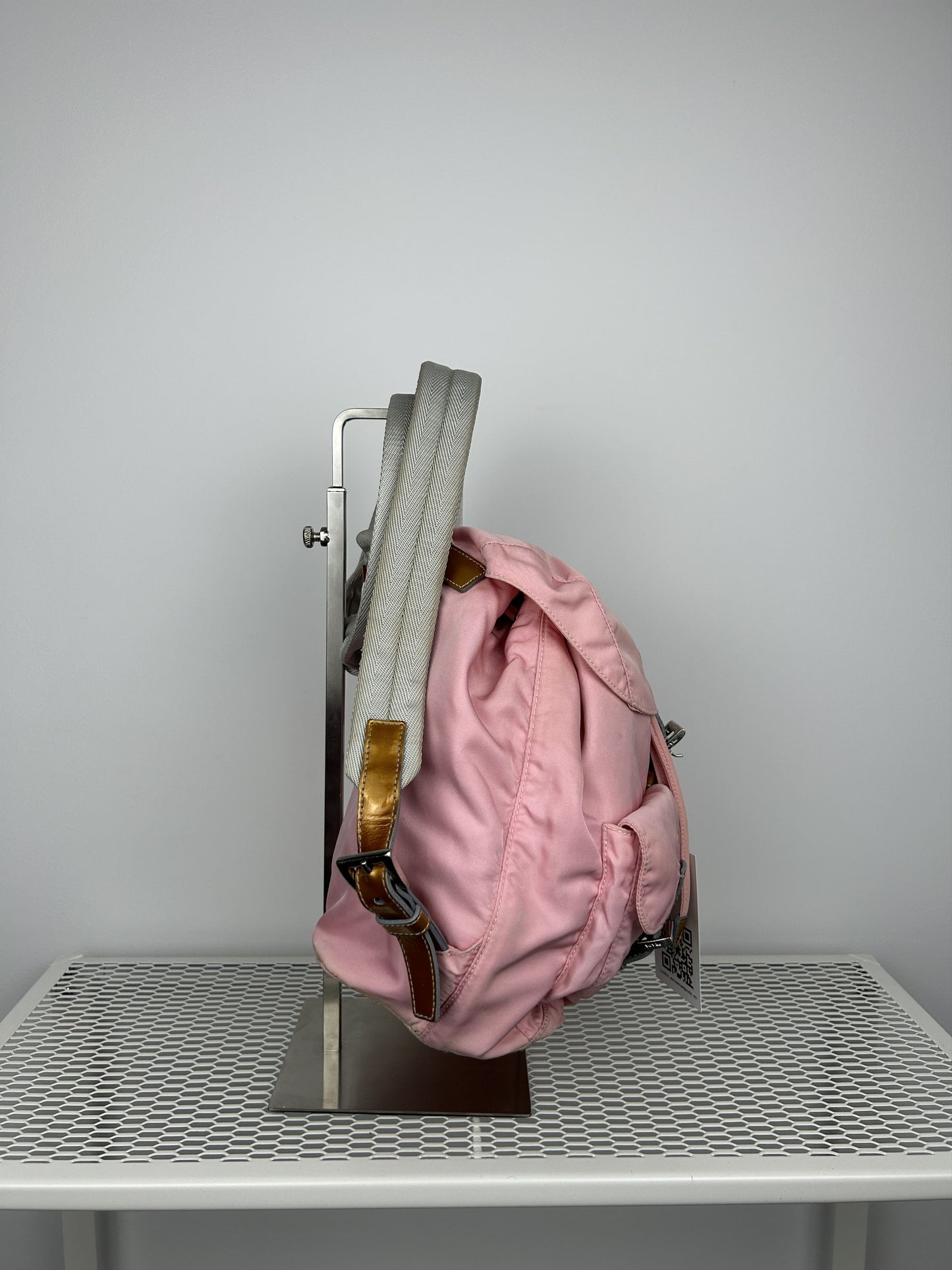 Prada nylon triangle logo pink backpack