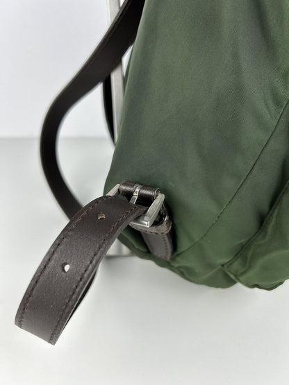 Vintage Prada nylon and leather triangle logo cargo backpack