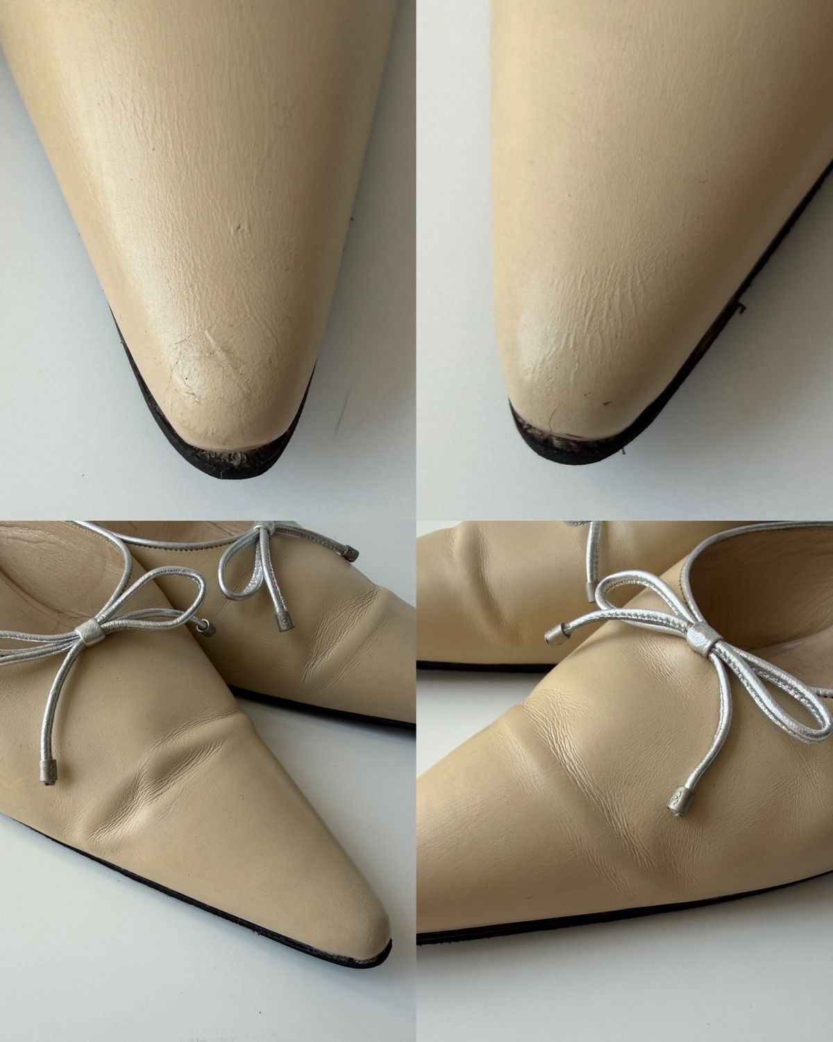 Vintage Chanel pointed toe bow kitten heels
