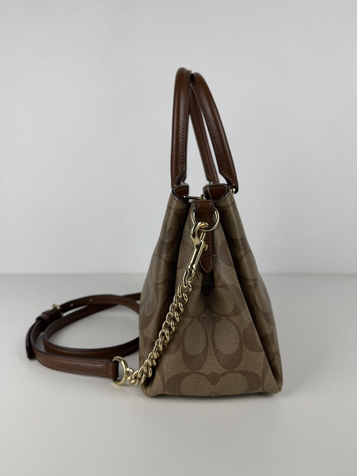 Coach coated signature mini sage carryall handbag