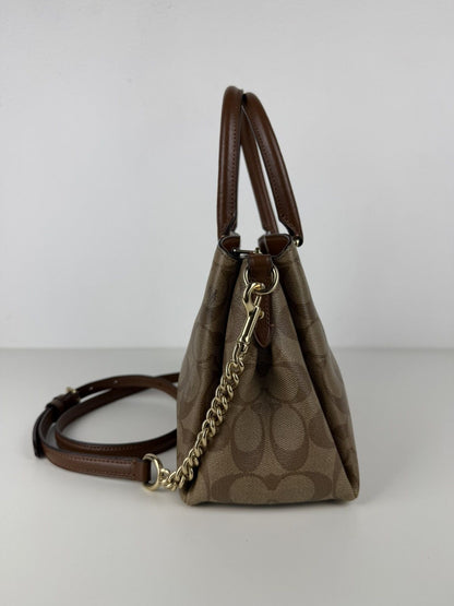 Coach coated signature mini sage carryall handbag