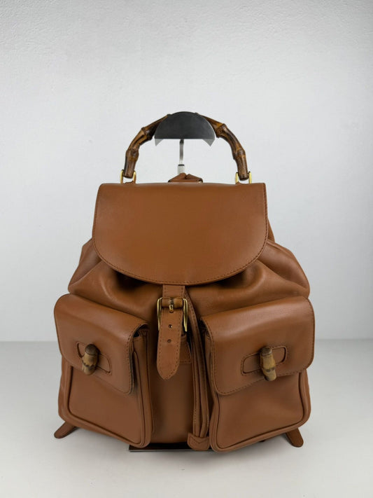 Vintage 80s Gucci bamboo cargo backpack