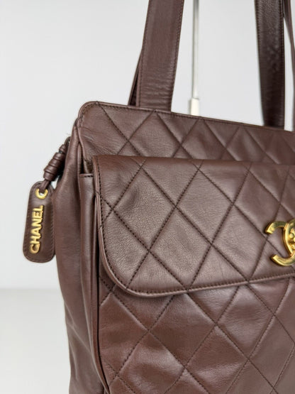 1996 Chanel CC turnlock matelasse quilted lambskin tote