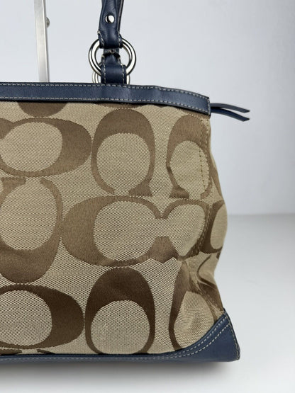 Coach park signature carryall canvas and leather tote