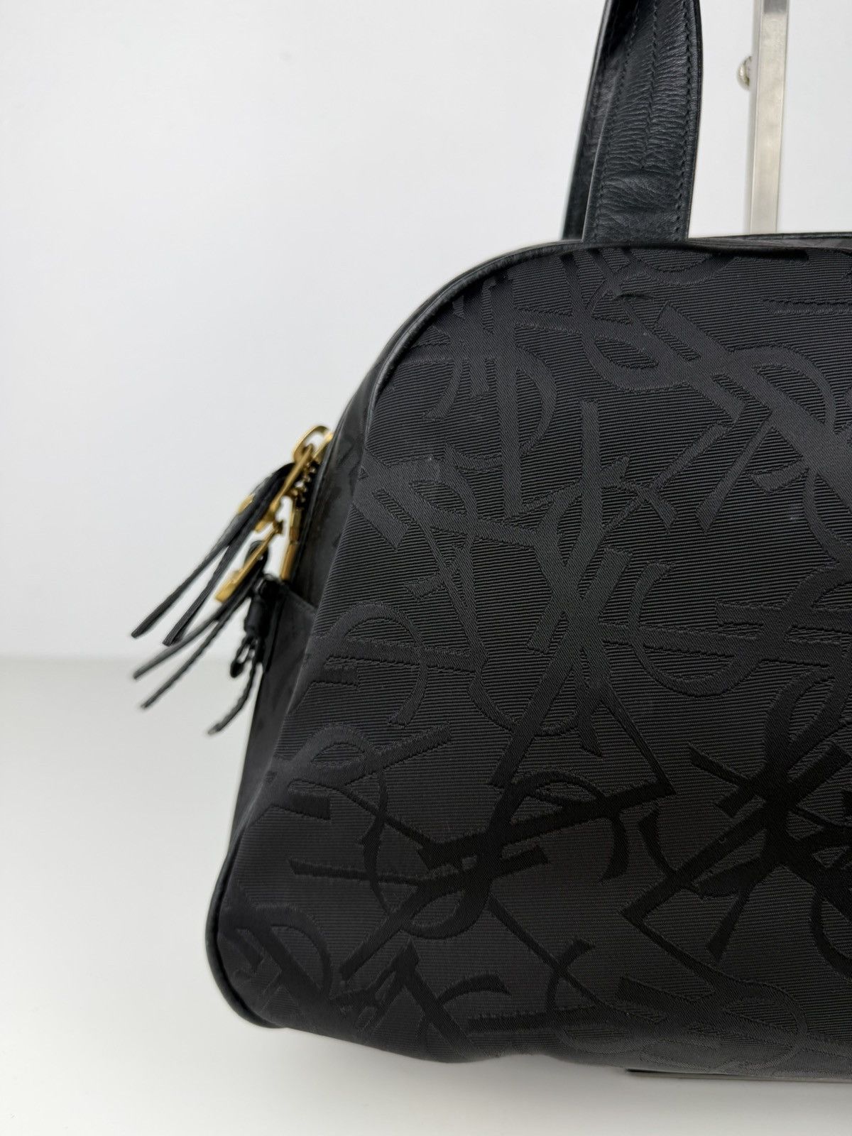 YSL Rive Gauche monogram obi bow bowler bag