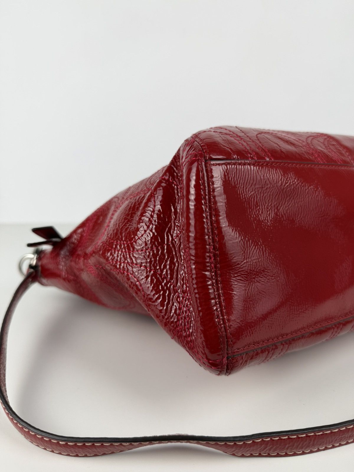 Coach signature patent leather tote bag
