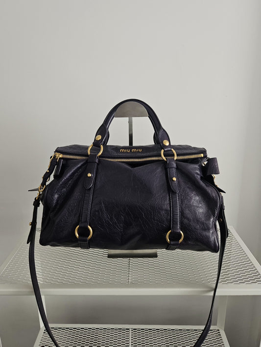 Miu miu vitello bow bag in deep purple