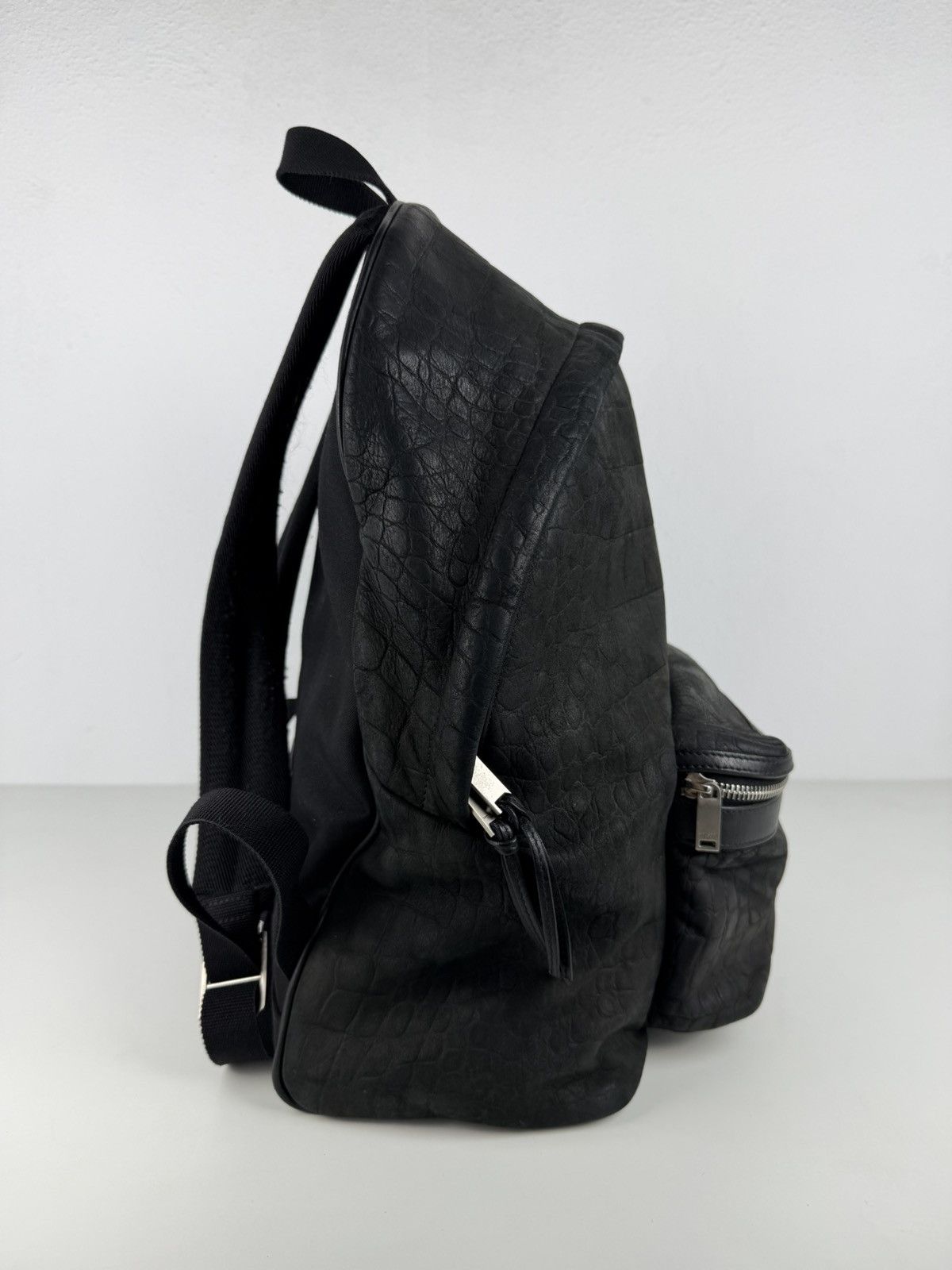 2021 Saint Laurent croc embossed leather city backpack