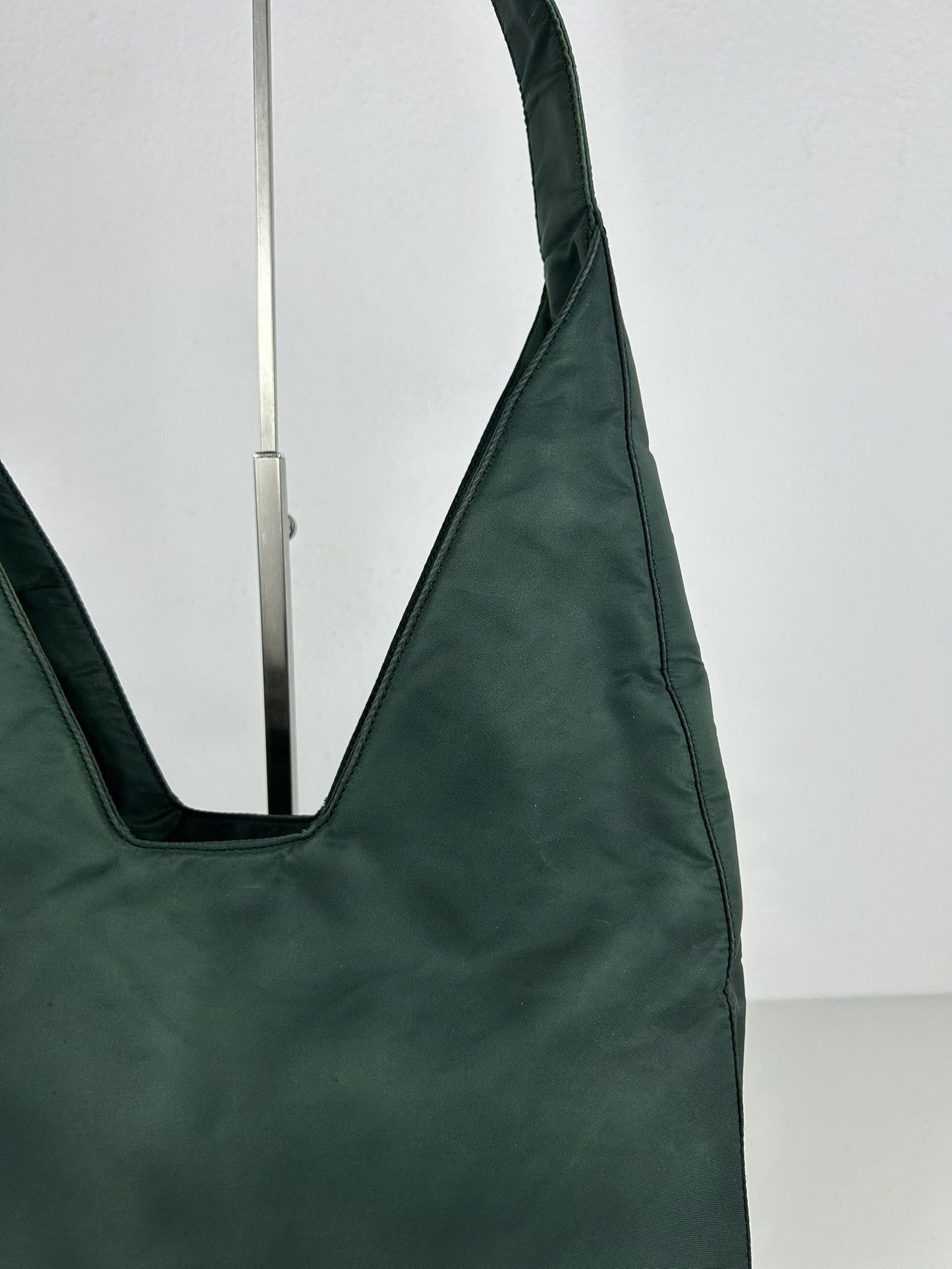 Vintage 90s Prada nylon triangle logo hobo handbag