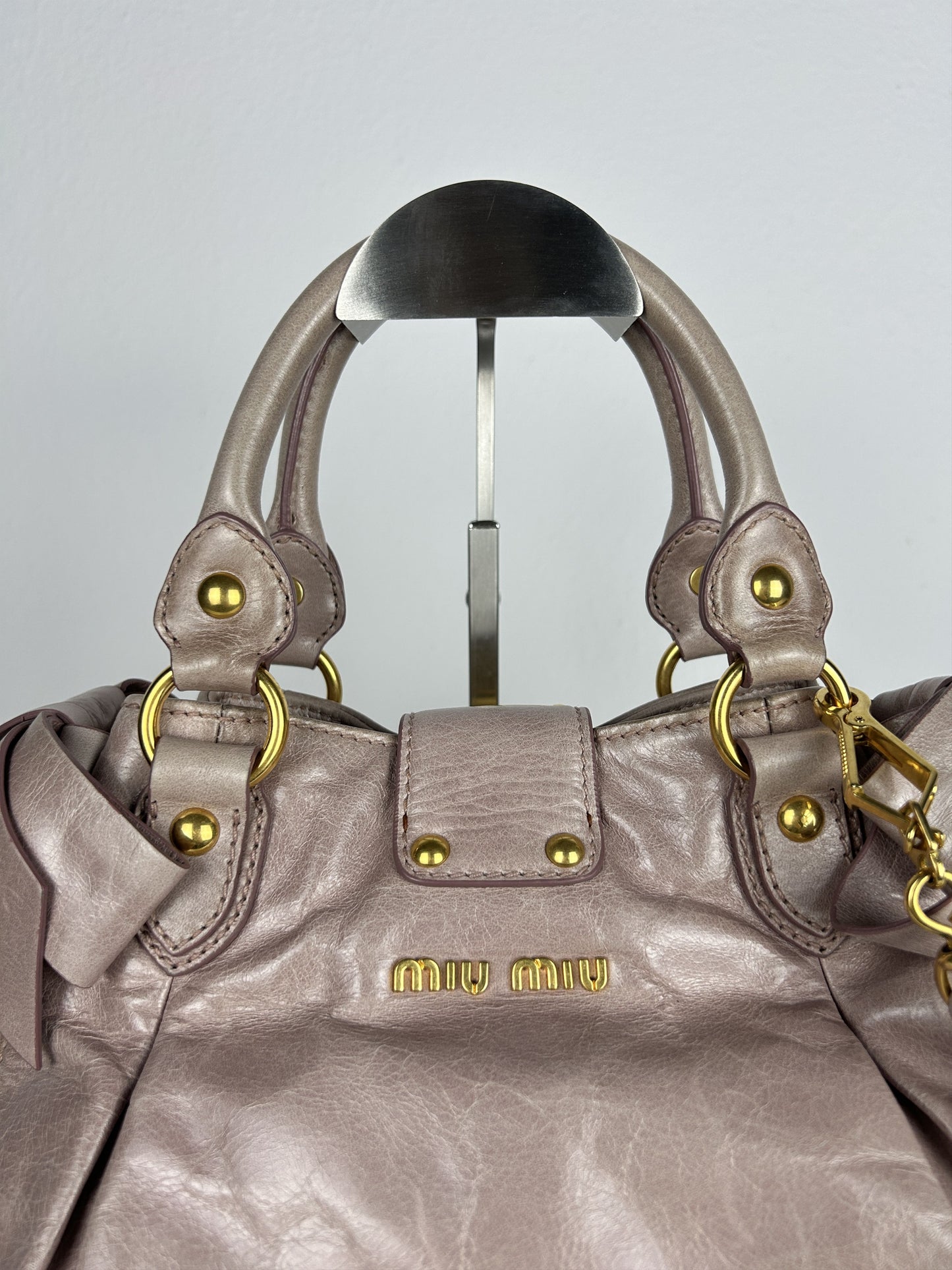 Miu miu mini bow bag in dusty pink