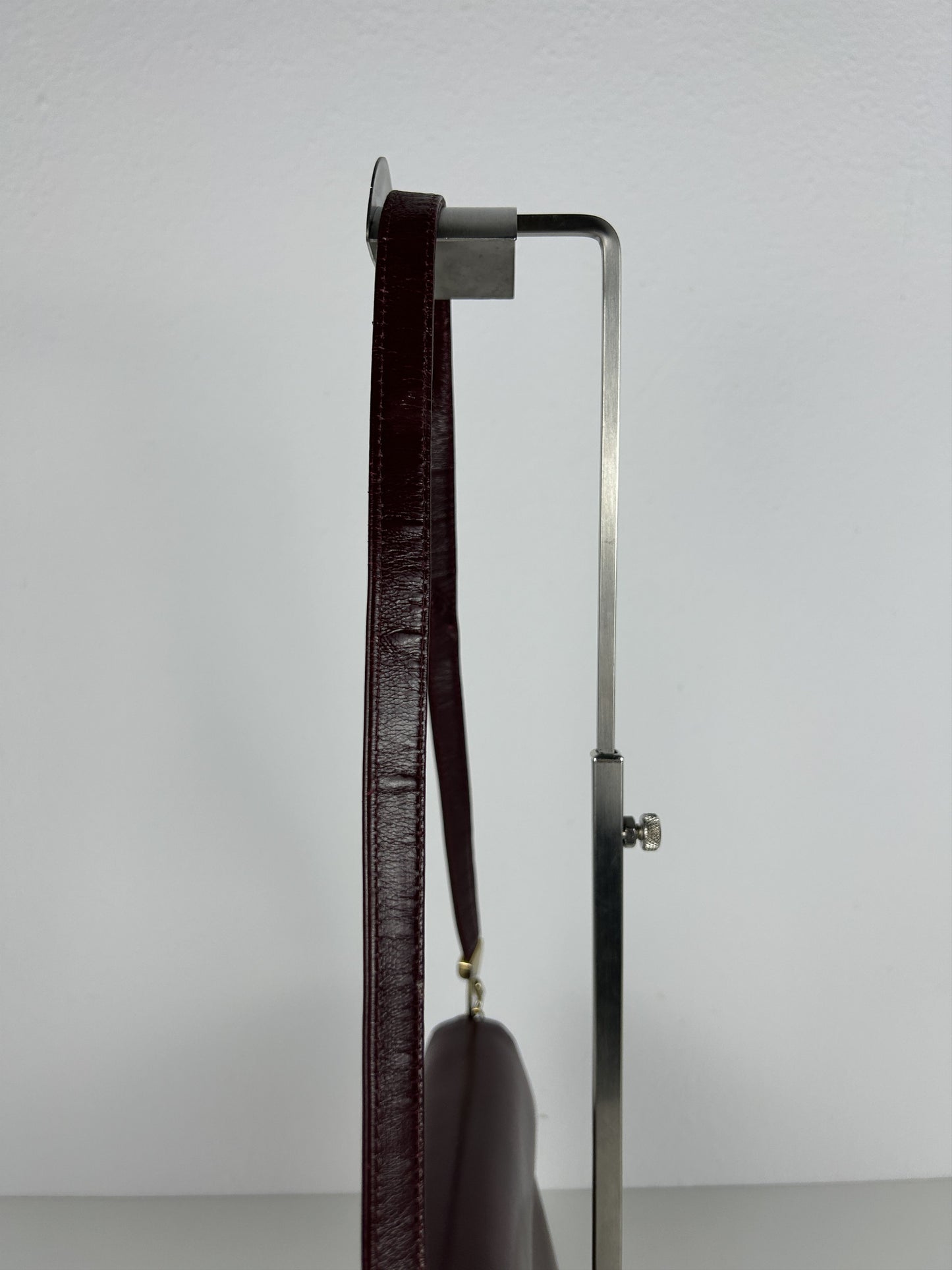 Vintage 80s Dior box calf leather burgundy handbag