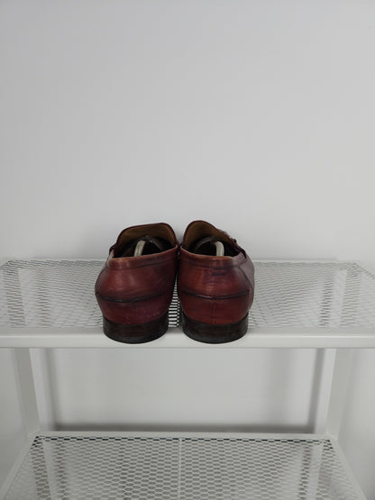 Gucci leather horsebit loafers in distressed red