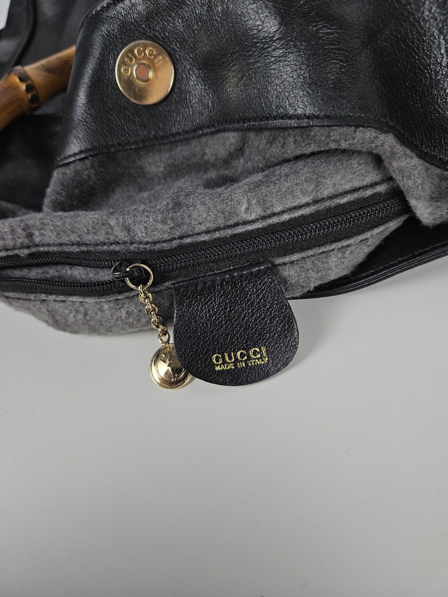 Vintage 80s gucci bamboo top handle calf leather handbag