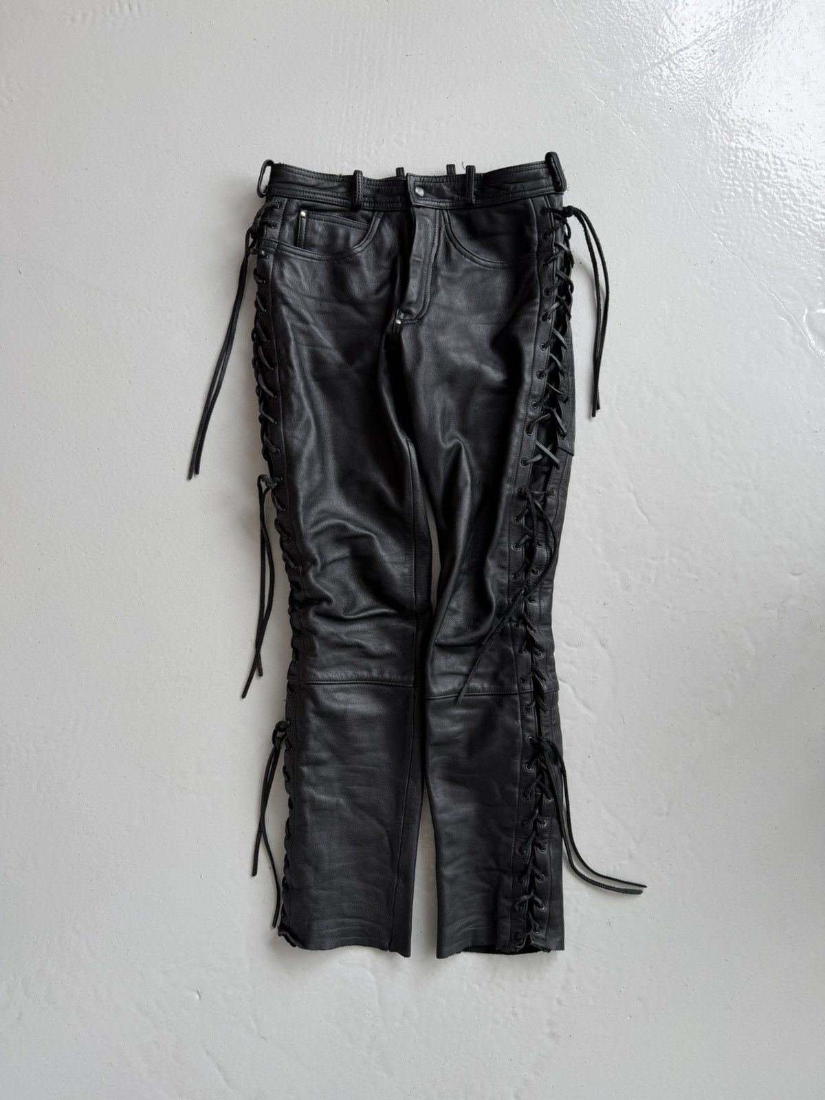 Vintage hein gericke lace up leather biker pants