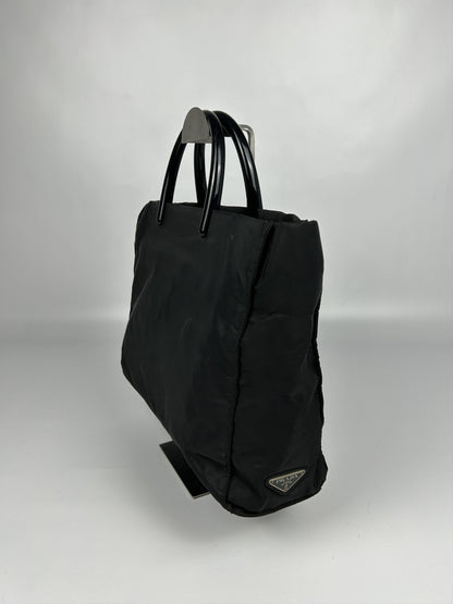 Vintage y2k prada nylon triangle logo plastic handle bag
