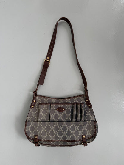 Celine macadam monogram denim shoulder/ crossbody bag