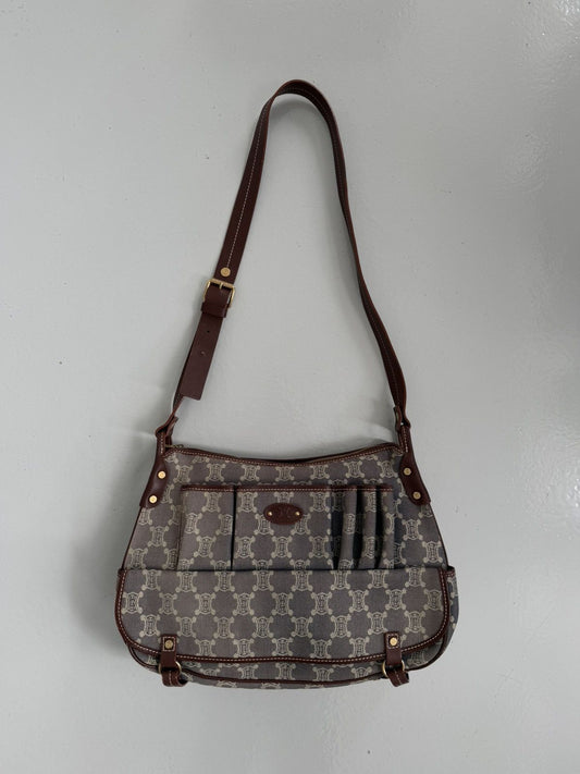 Celine macadam monogram denim shoulder/ crossbody bag