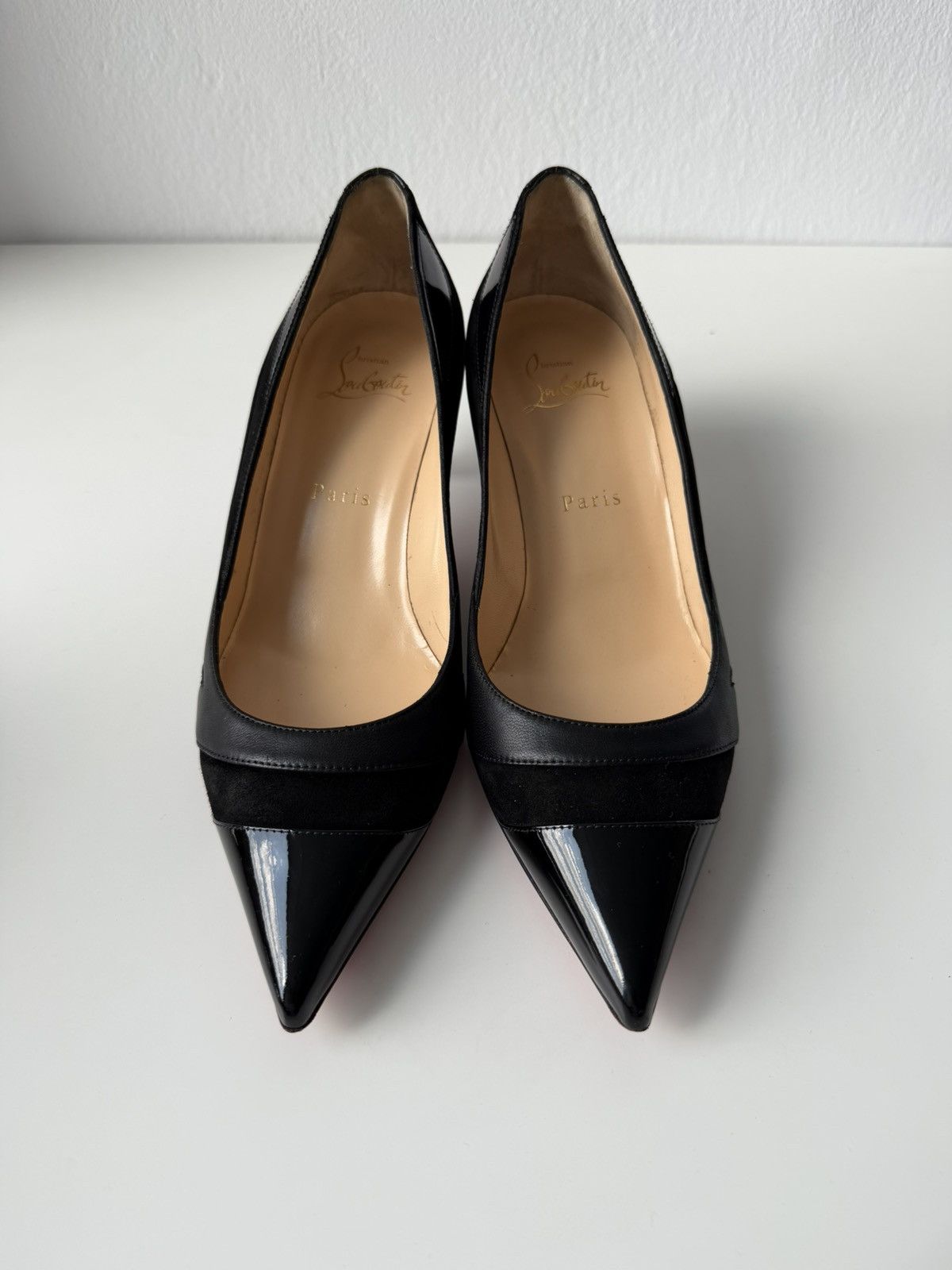 Christian Louboutin eklectica 55 mixed leather kitten heels