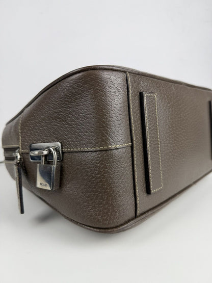 Prada saffiano leather triangle logo mini bowling bag