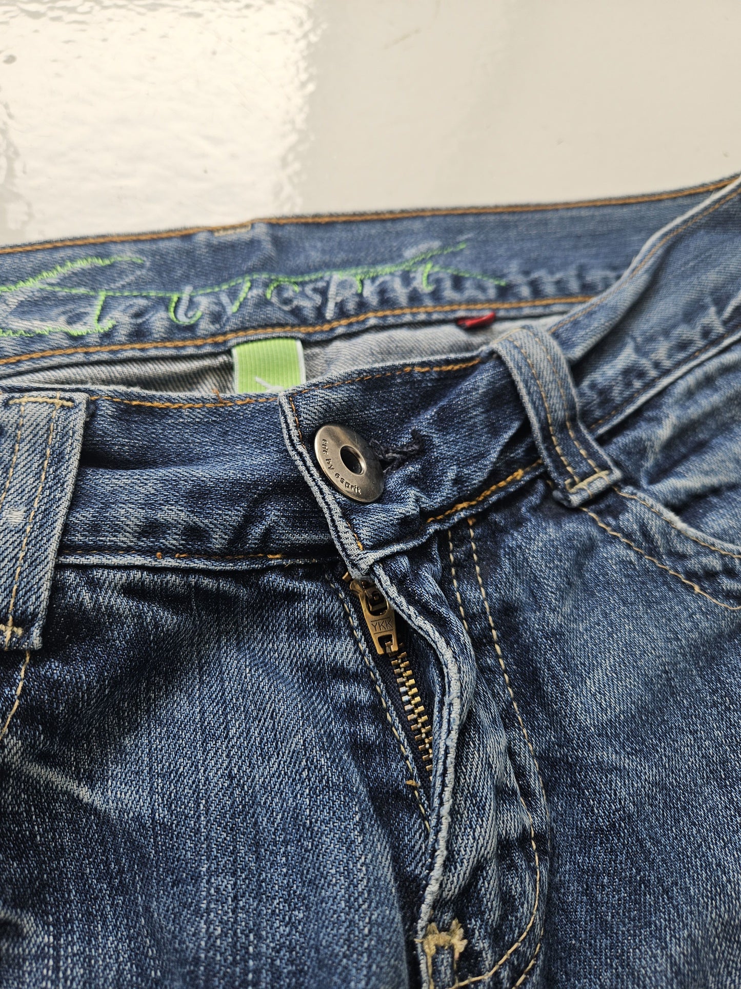 Vintage distressed bootcut low waisted denim