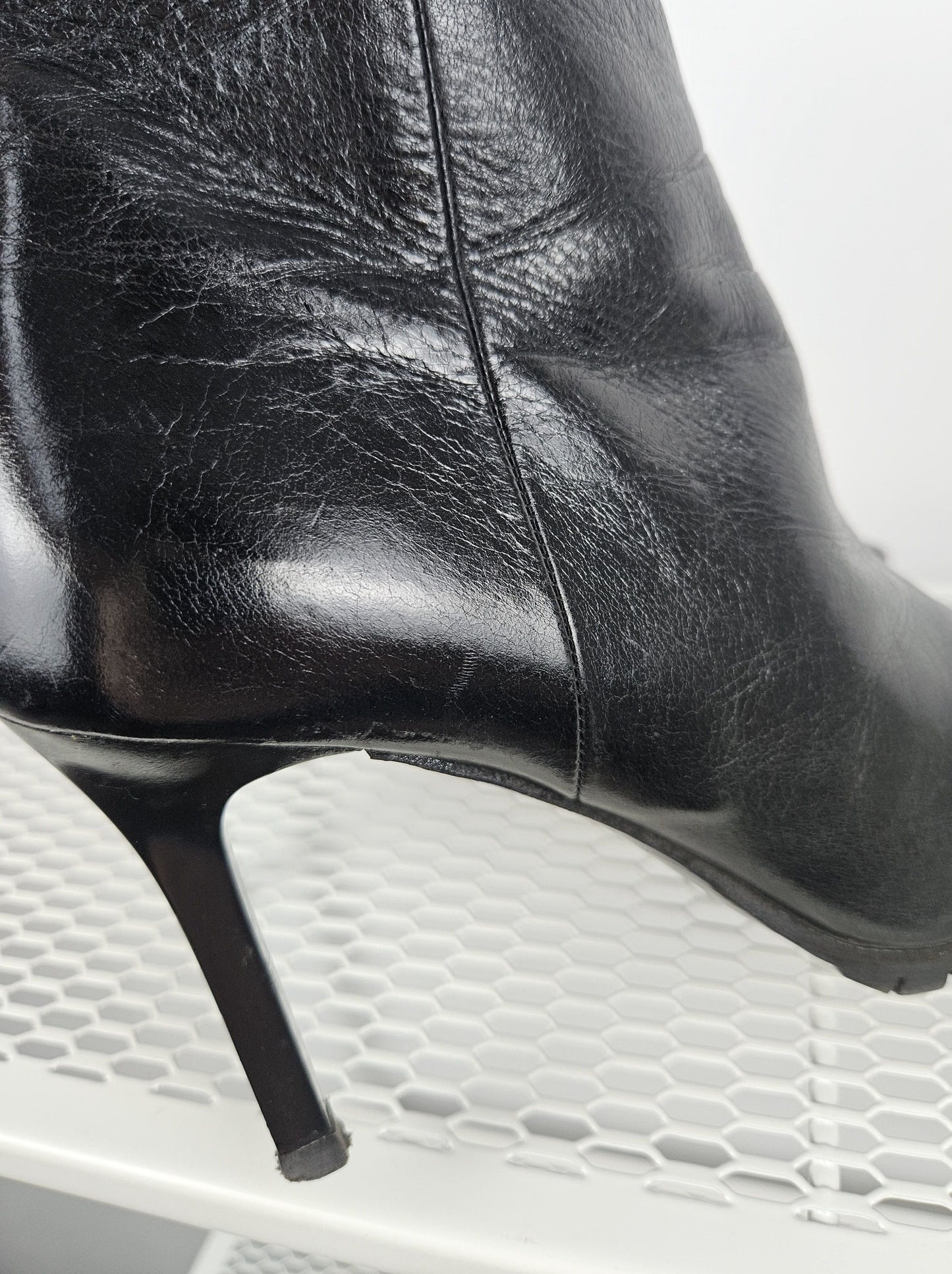 Miu Miu stiletto high heel ankle boots notched sole