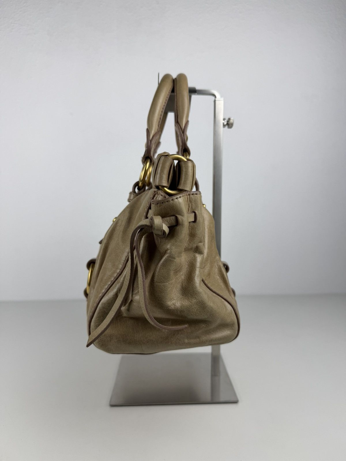 Miu miu bauletto vitello gathered leather mini handbag