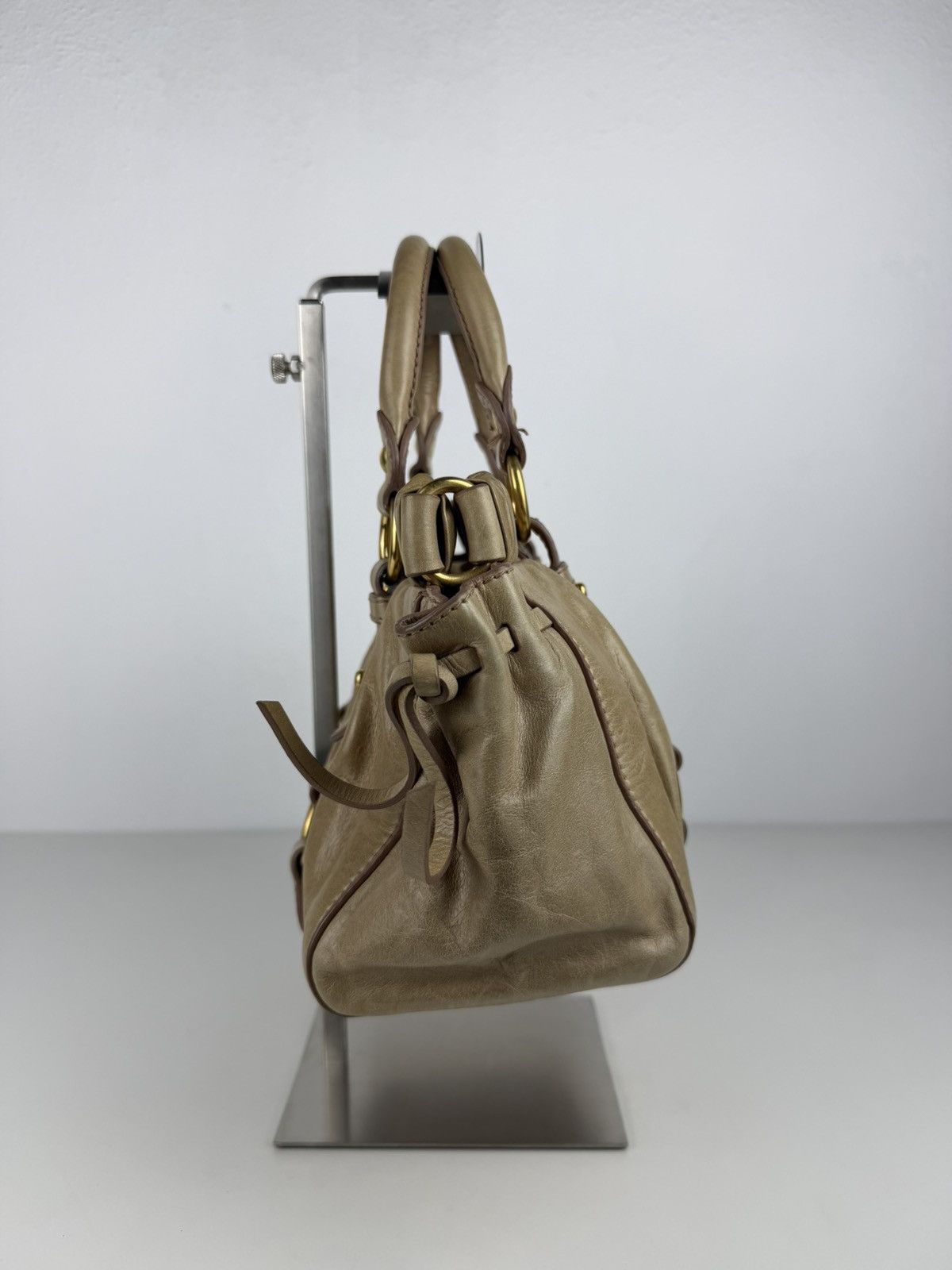 Miu miu bauletto vitello gathered leather mini handbag