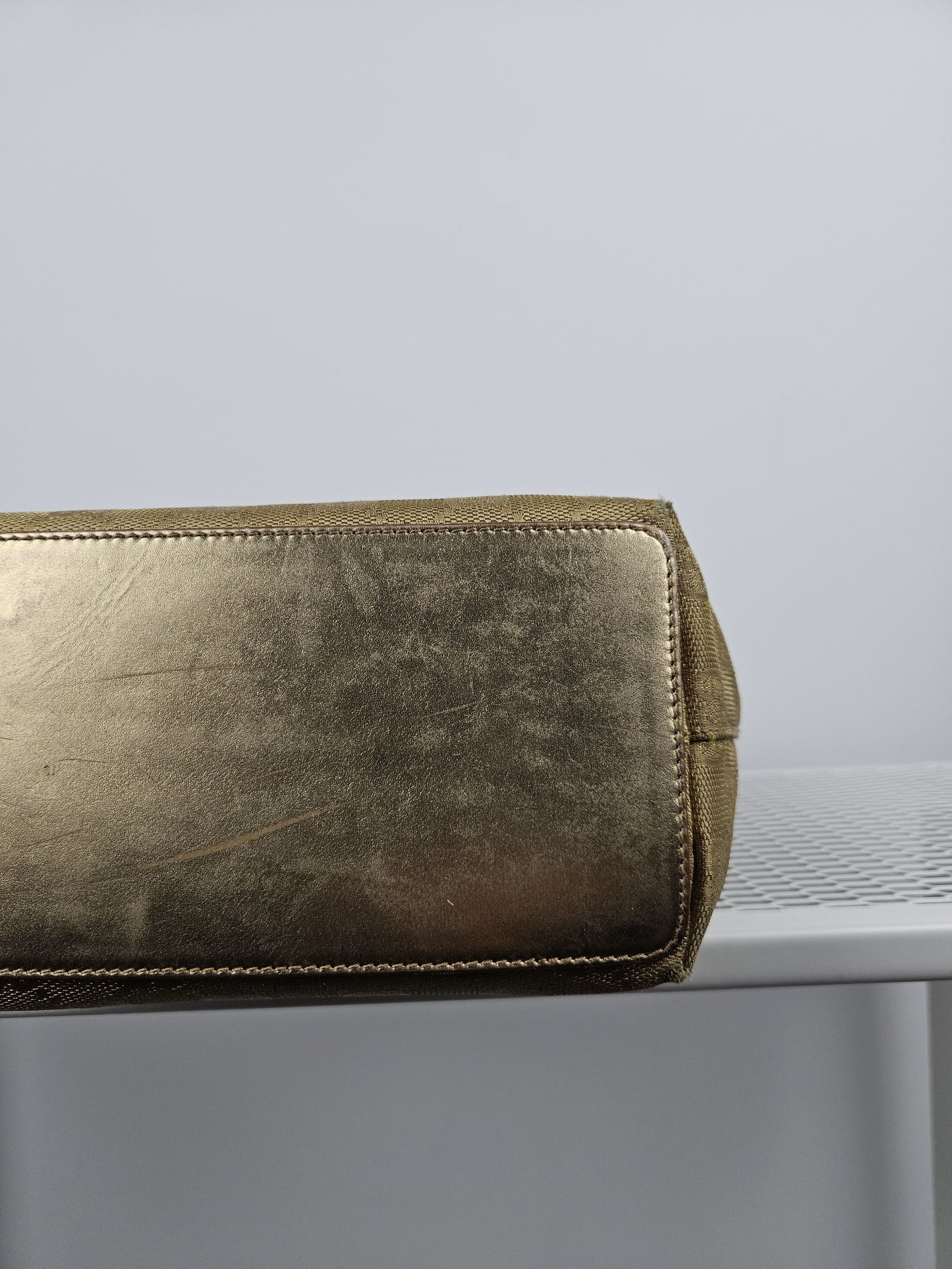 Vintage y2k Gucci gg monogram canvas gold tote bag