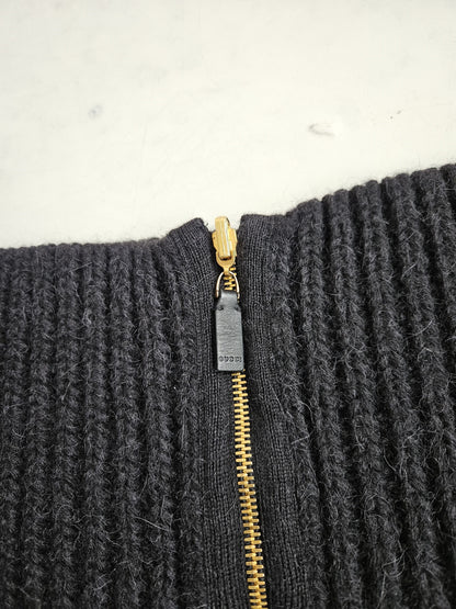 Gucci front zip fringed knit top/ skirt