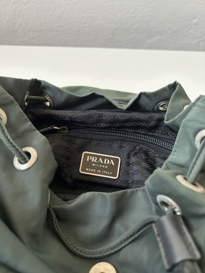 Vintage 90s Prada nylon triangle logo small cargo backpack