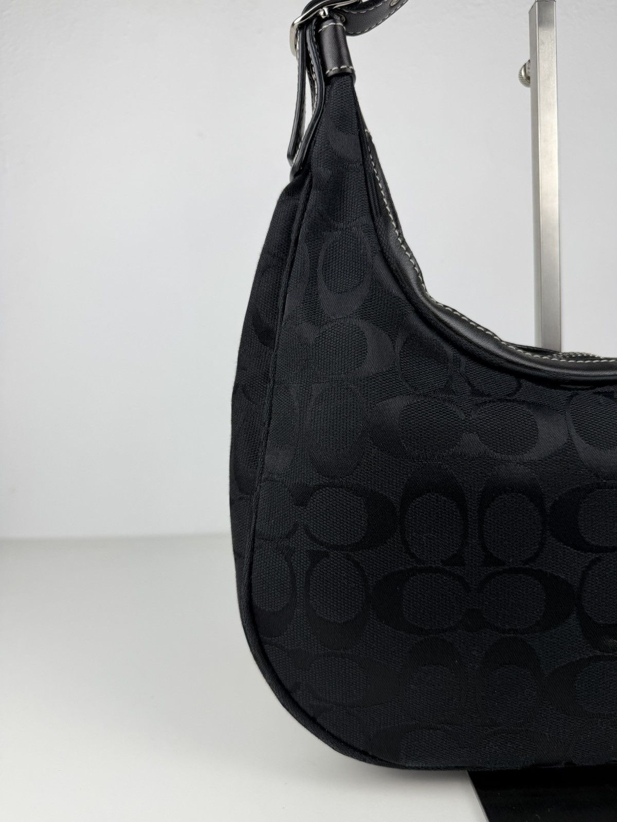 Coach signature jacquard half moon small hobo bag