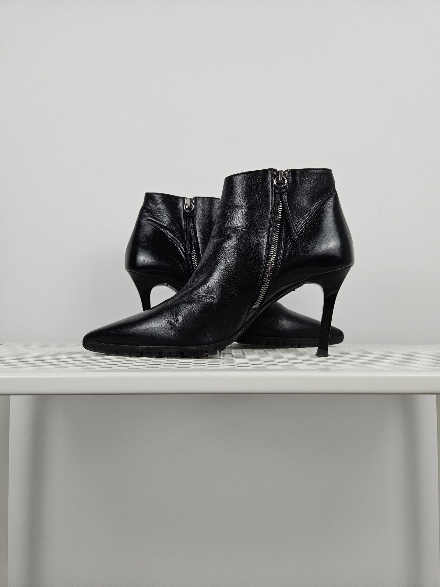 Miu Miu stiletto high heel ankle boots notched sole