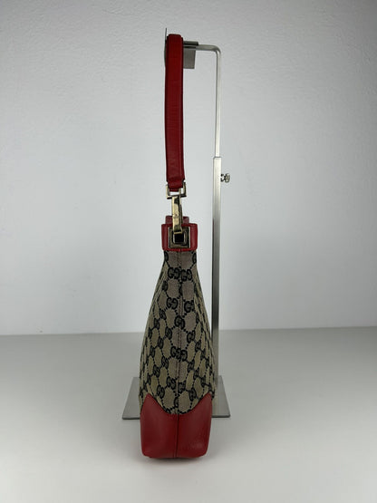 Vintage y2k Gucci monogram canvas and leather shoulder bag
