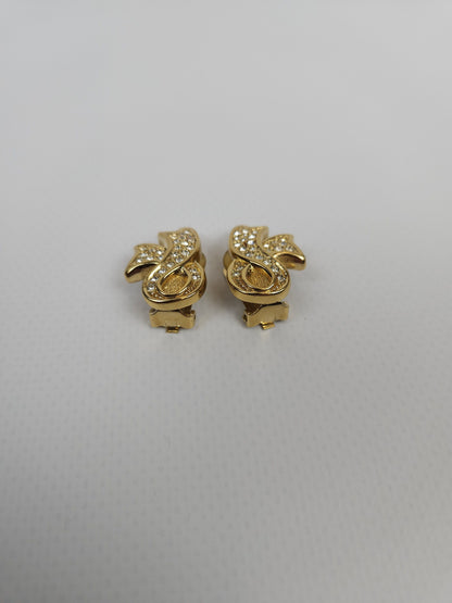 80s Dior rhinestone embellished bow ribbon clip on earrings