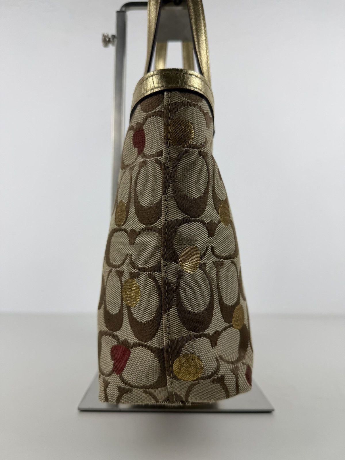 Coach signature canvas heart and polka dot tote bag