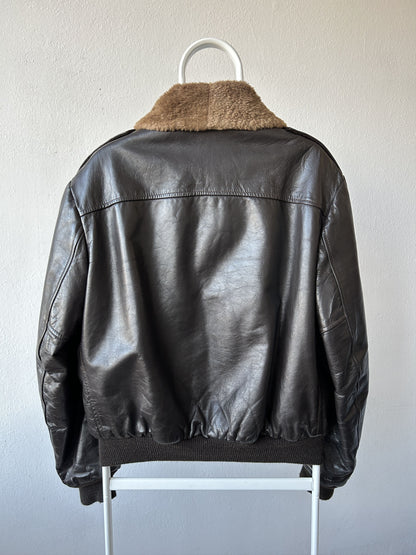 Vintage aviator shearling leather jacket
