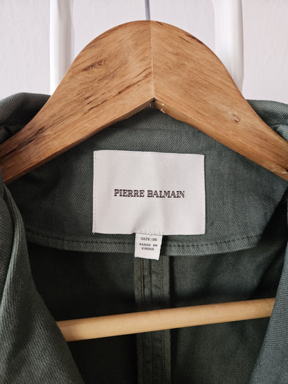 Pierre Balmain raw edge double breasted napoleon coat