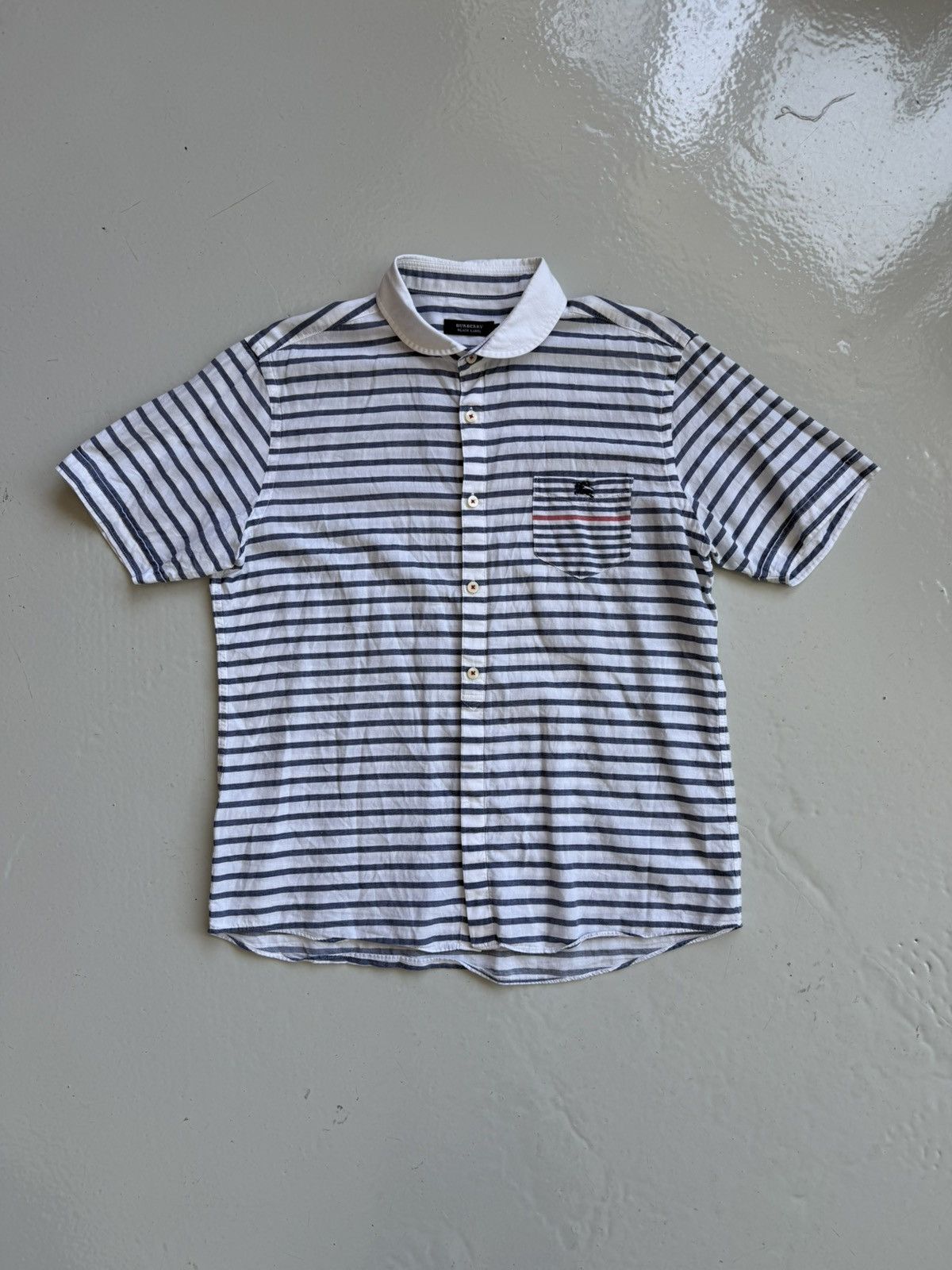 Burberry black label striped short sleeve shirt