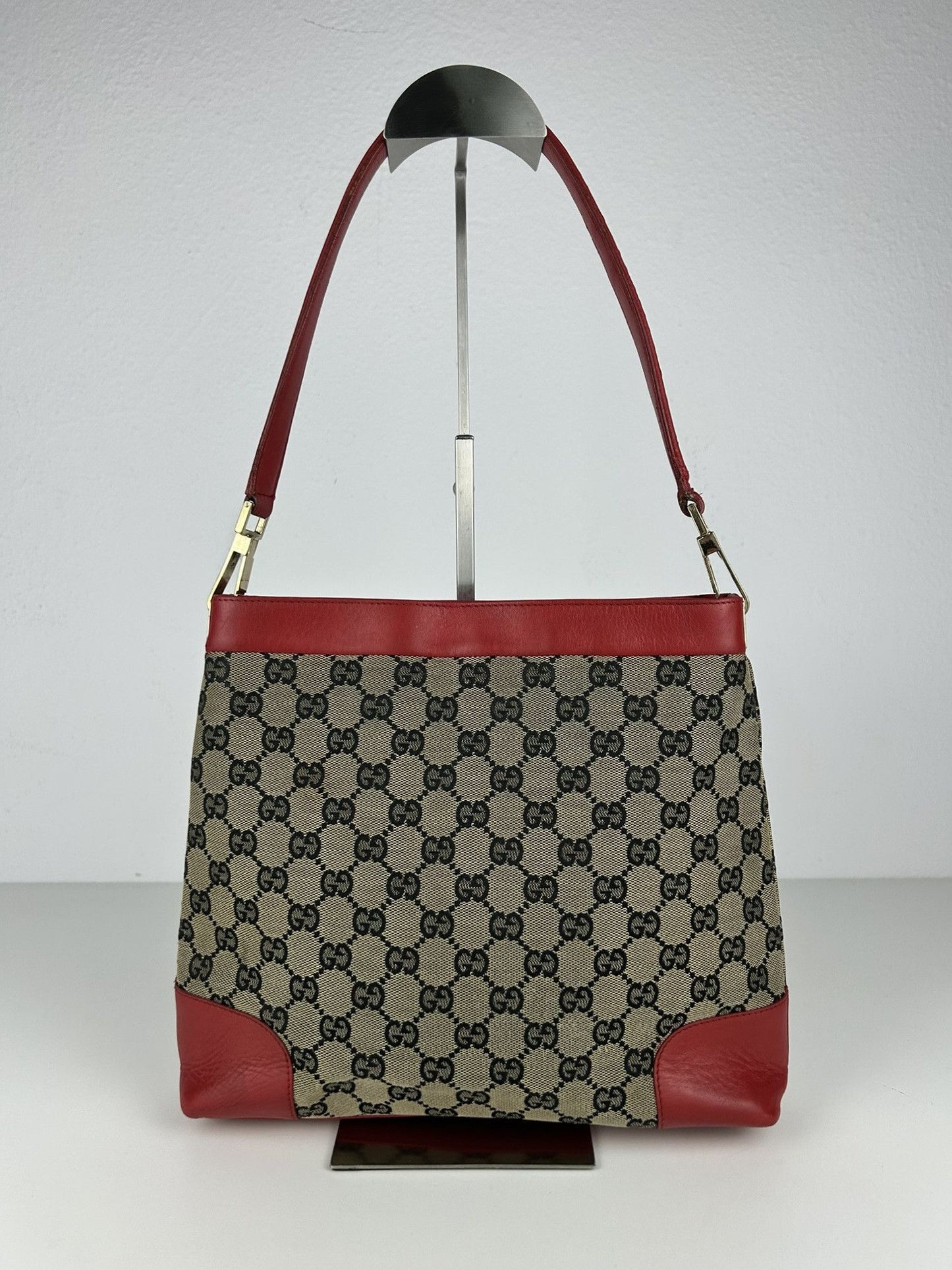 Vintage y2k Gucci monogram canvas and leather shoulder bag