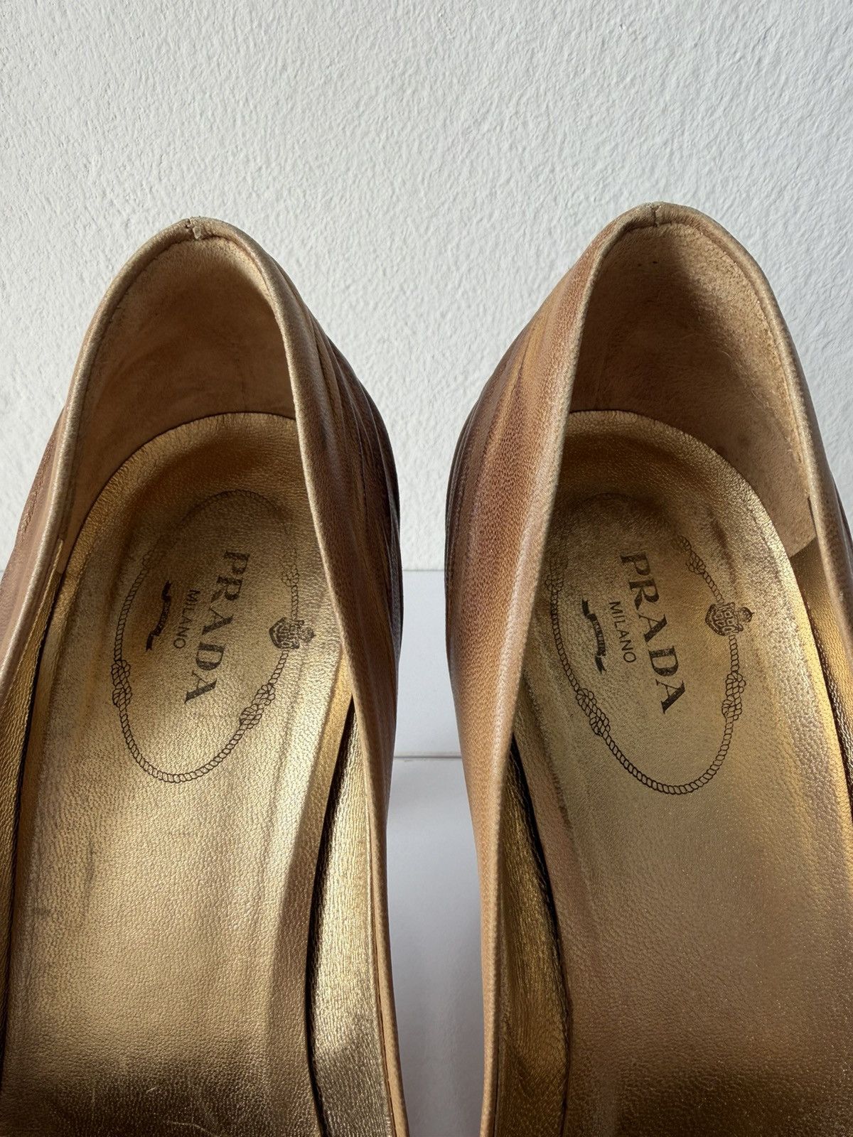 Prada pleated leather open toe pumps