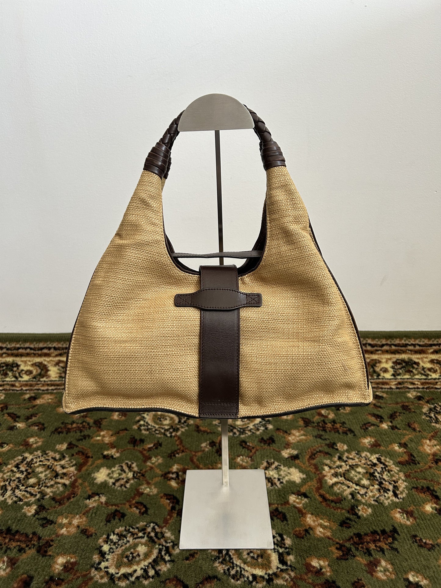 Bottega Veneta intrecciato leather hobo handbag in brown