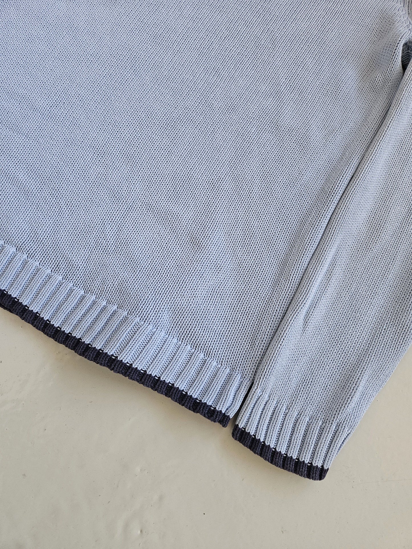 Vintage ysl baby blue embroidered logo thick knit sweater