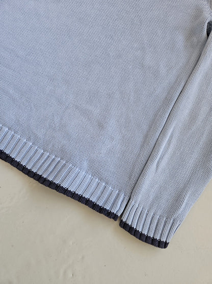 Vintage ysl baby blue embroidered logo thick knit sweater