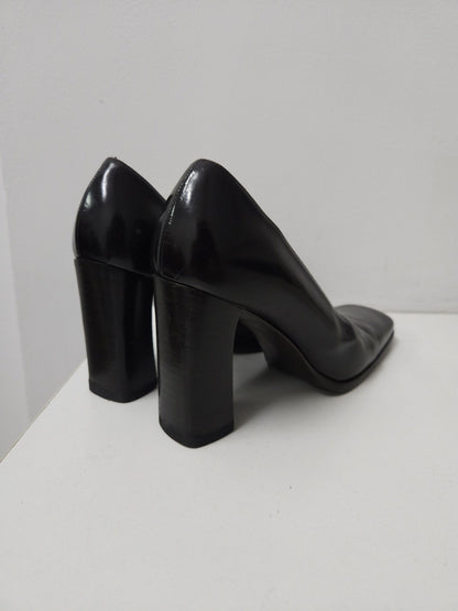 Archive Gucci square toe block heel pumps mules