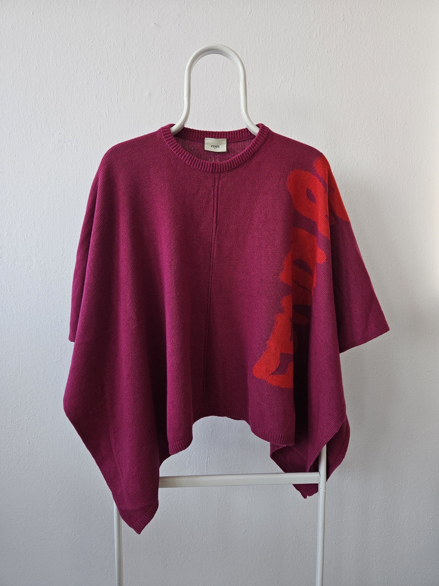 Fendi roma wool blend poncho
