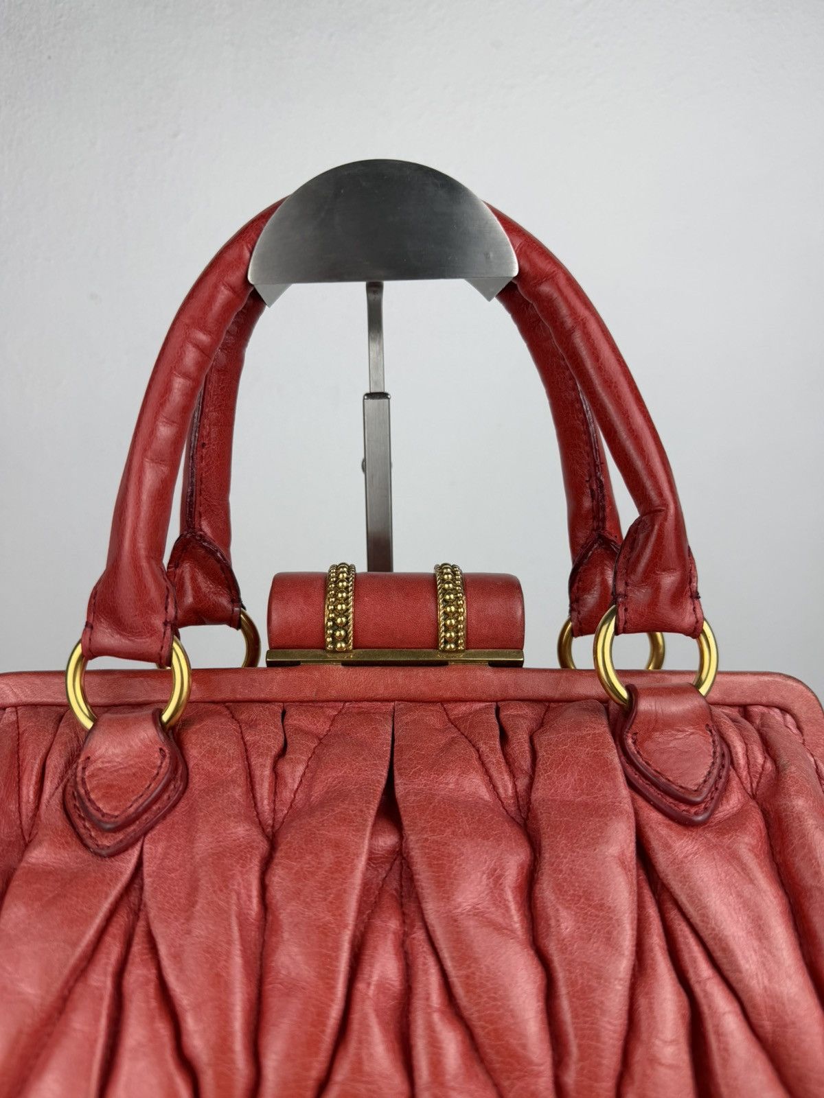 Miu Miu matelasse pleated leather handbag